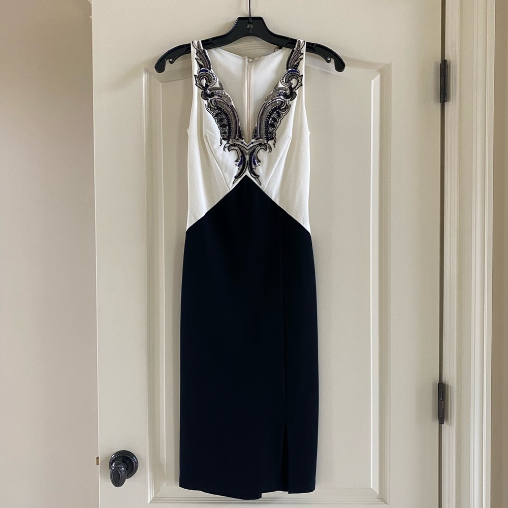 Roberto Cavalli Dress beaded white black evening cocktail dress sz 38